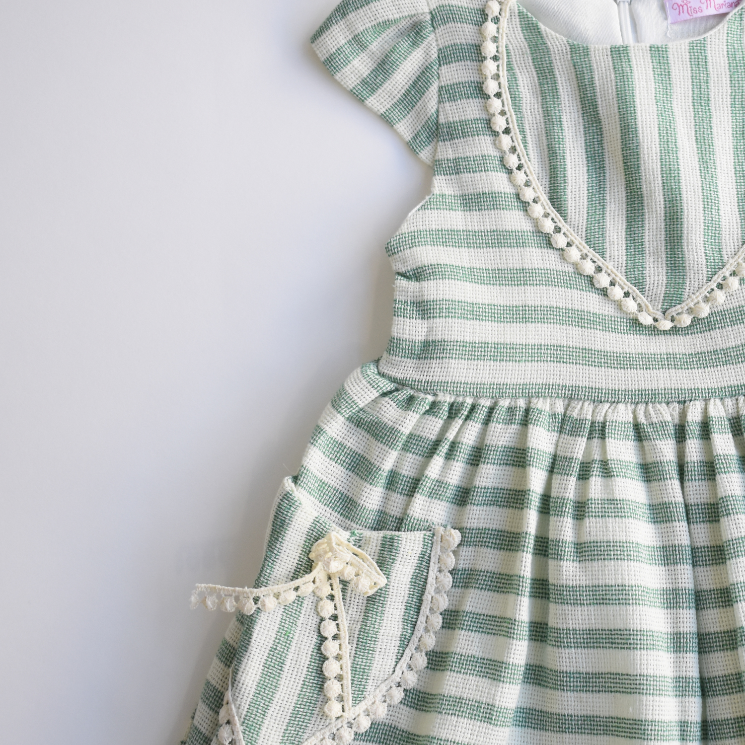 Sunshine Stripes Girls Cotton Dress - Yellow & Green