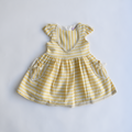 Sunshine Stripes Girls Cotton Dress - Yellow & Green