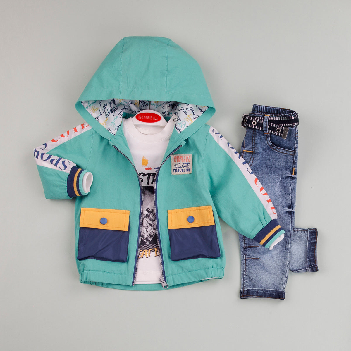 Racer Rain Boys 4-Piece Casual Set - Vest, Tee, Jeans & Belt