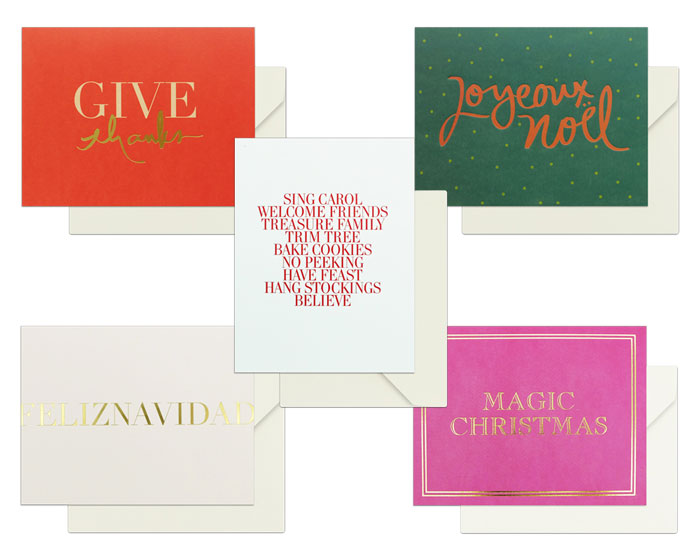 Holiday Assorted Cards Special - 5 Pack with Gold Foil