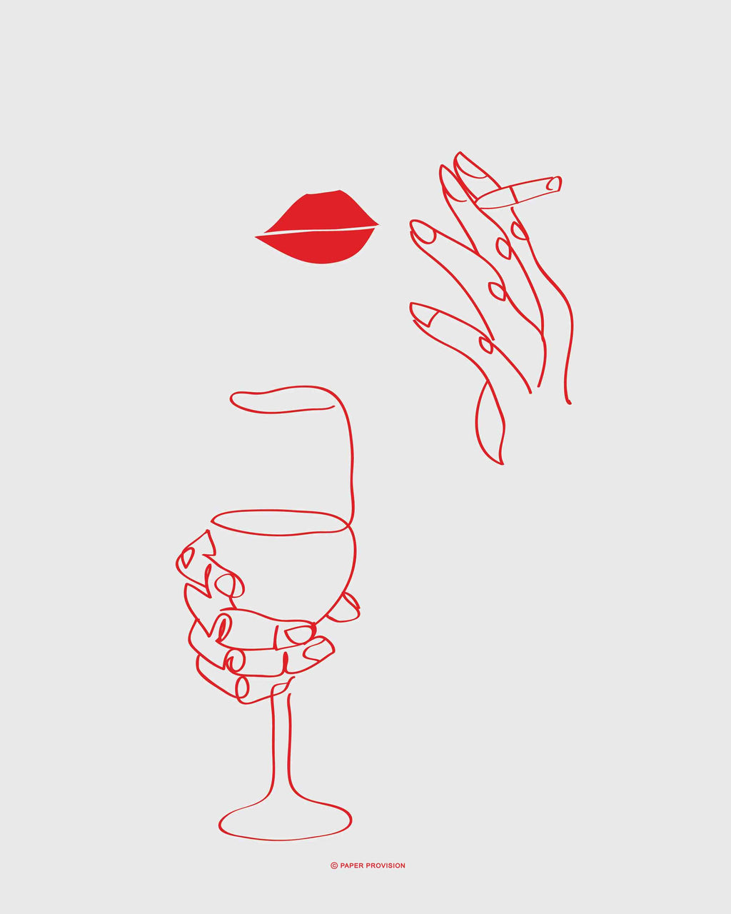 Parisienne (Rouge) - Minimalist Line Art Print