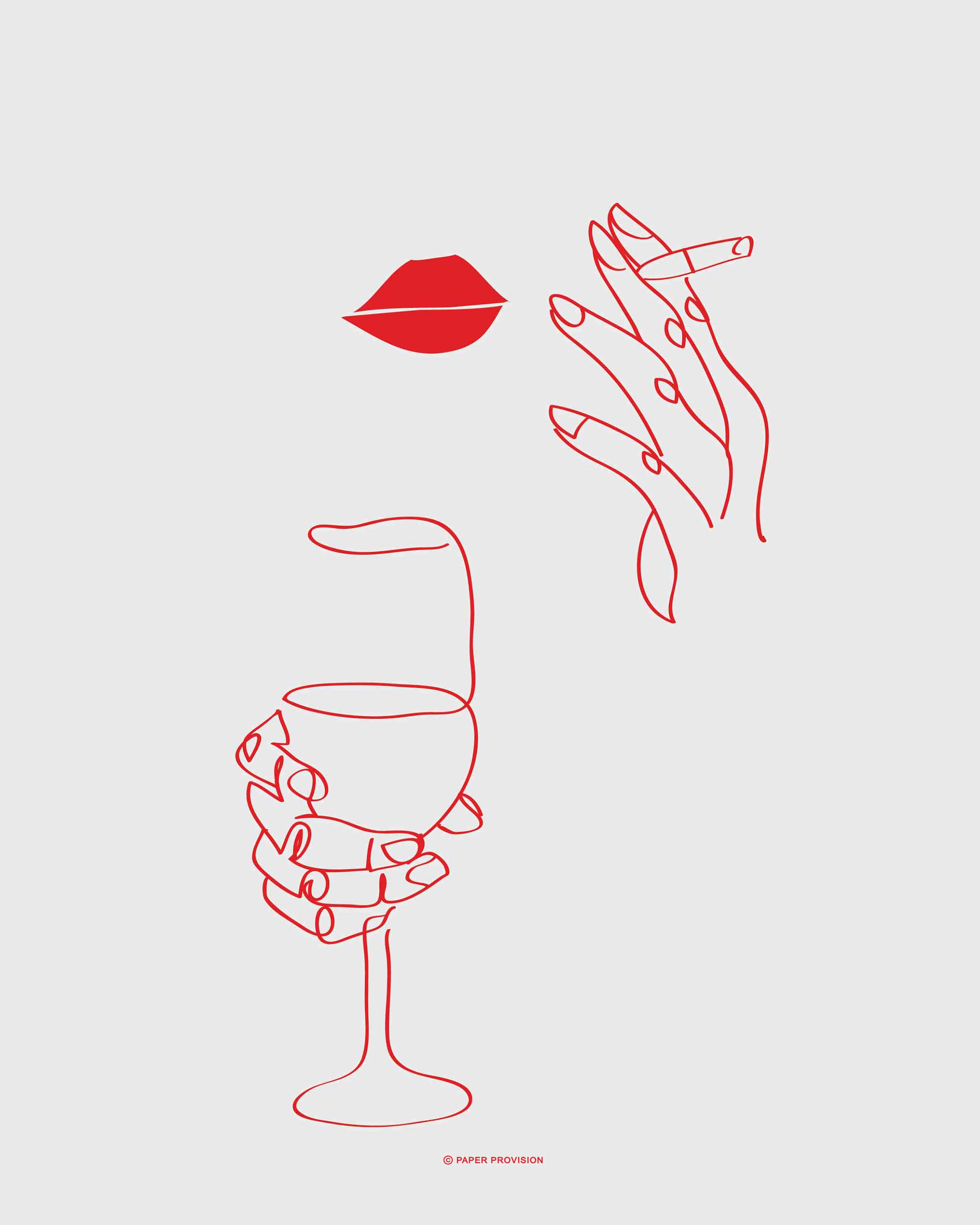 Parisienne (Rouge) - Minimalist Line Art Print