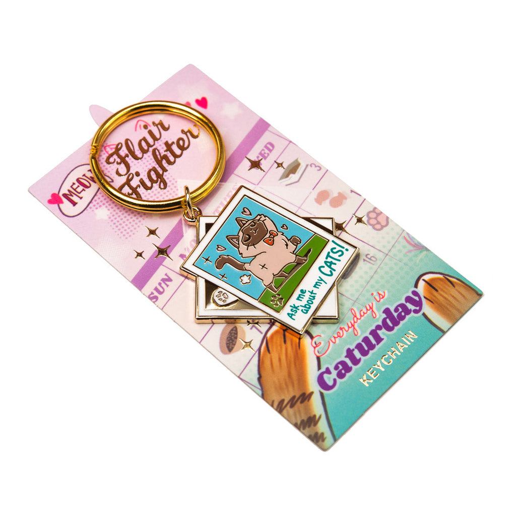 "Ask Me About My Cats!" Tonkinese Cat Keychain