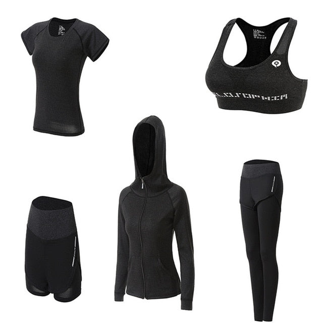 5-Piece Women's Yoga Set - Quick Dry Activewear