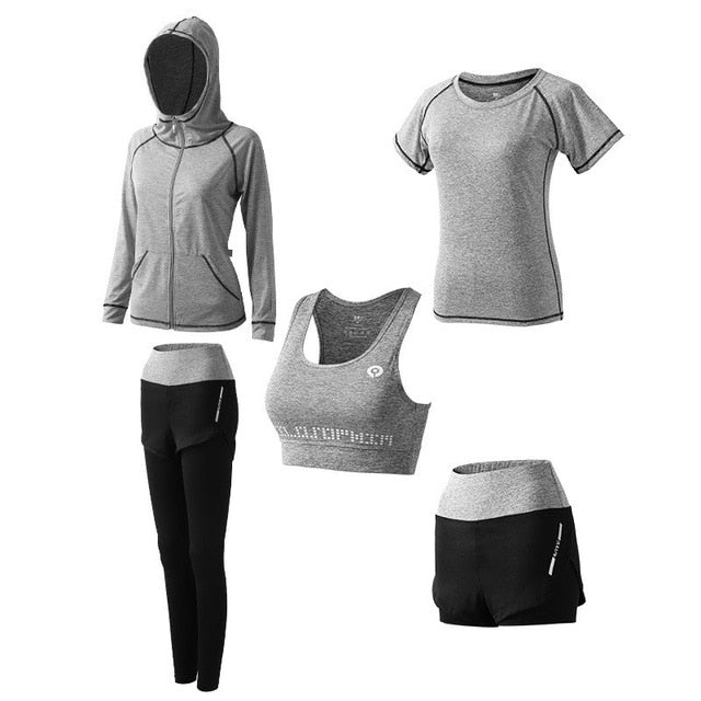 5-Piece Women's Yoga Set - Quick Dry Activewear