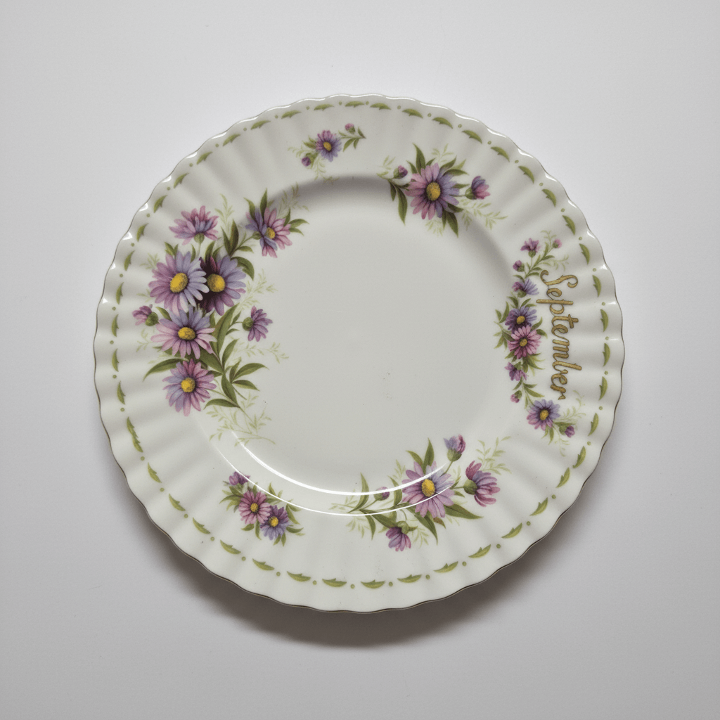 Vintage September Birth Month Plate with Clean Background