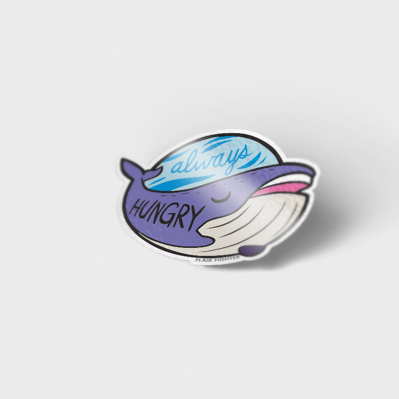 "Always Hungry" Blue Whale Vinyl Sticker - 3 Inch