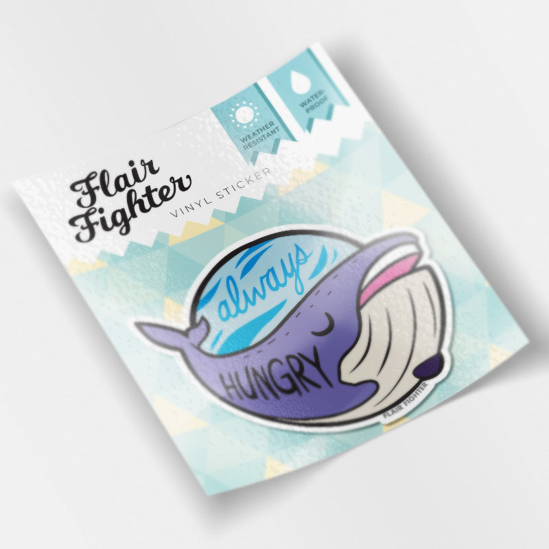 "Always Hungry" Blue Whale Vinyl Sticker - 3 Inch
